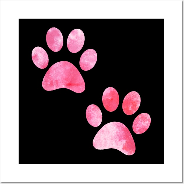 watercolour puppy paws watercolor dog paw pink Wall Art by WatercolorFun